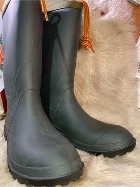 Classic Men's Midnight Blue Rain Boots with Orange Drawcord